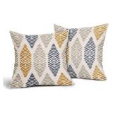 Sweetshow Outdoor Boho Throw Pillow Covers 16x16 Inch Yellow Green Pillow Covers 