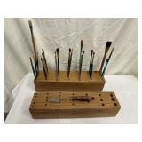 Assorted Paint Brushes With Two Holders