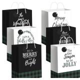 Plaid Christmas Gift Bags - 6 Pack - 10