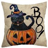 AACORS Halloween Pillow 18X18 Cat Pumpkin.