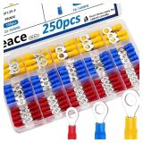 smseace 250Pcs #8 #10 1/4 Ring terminals 22-16/16-