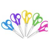 QTY 2- 5" School Pack of Kids Scissors With Soft C