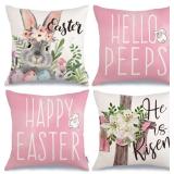 GEEORY Happy Easter Pillow Covers 16x16 inch Set o