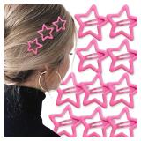 Cute Small Pink Pentagram Metal Hair Clips by Pink