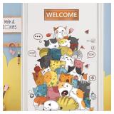 2 Sheets Cartoon Cat Wall Stickers Colorful Cute C