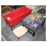 (1) Upholstered Bench, (1) Ottoman, (1) Foot Rest