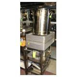 Stainless Steel Cart with Contents; Baking Sheets,