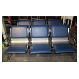 Pair of Metal & Upholstered 3-Seat Airport Benches