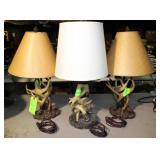 (3) Antler-Themed Desk Lamps