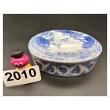 Blue and white Asian trinket dish