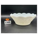 7" Milk Glass Bowl with grape pattern