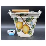 Limoncello Ceramic Flower Bucket w/Handle