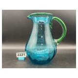 Great Colors! Hand Crafted Blown Glass Pitcher