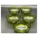 5 MCM Avacado Green Glass Salad Bowls