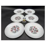 6 Fire King Honeysuckle Milk Glass 6" Salad Plates