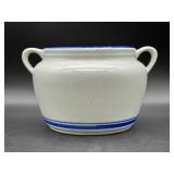 Blue Stripe Stoneware bean pot with no lid