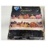 Set of 10 Small Christmas Village Houses