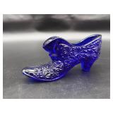 Cobalt Blue Fenton Cathead Glass Shoe/Slipper