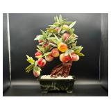 Lucky Bonsai Jade Tree w/17 Stone Peaches