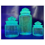 *UV GLOW* LE Smith Capri Blue Paneled Canister Set