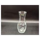 Pasabahce Clear Glass Etched Floral Design Vase