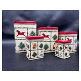 Vintage Christmas Nesting Tins - Set of 5