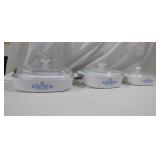 Corning Blue Ccornflower Baking Dishes w/Lids