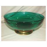 Green Glass Serving Bowl  4-1/2"T x 11"W