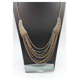 Goldtone box chain with draping multi chain