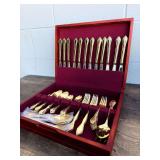 Golden Stainless Flatware in Storage Box