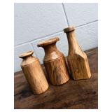 Handcrafted Wooden Vase Trio