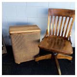 VTG Wooden Office Chair & Hamper