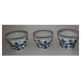 3 BLUE DANUBE BLUE ONION CUPS