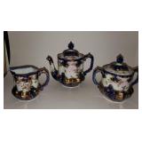 ANTIQUE JAPANESE PORCELAIN & COBALT 3 PIECE SET