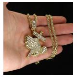 Praying Hands with Cross CZ Pendant 14k Gold Plate