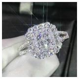 925 Silver Plated Rings Women Jewelry White Glass