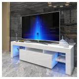 Large High Gloss White TV Unit Cabinet Stand w/LED