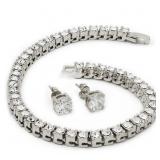 Fancy Stylish Silver Earing and Bracelet Set