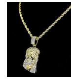 Iced CZ Jesus Pendant Hip Hop Fashion 14k Gold pl8