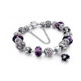 18K Gold Plated Purple Crystal CZ Charm Bracelet