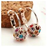 Silver Stud Earrings Women Gorgeous Multicolor A B