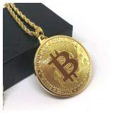 Gold Plated Bitcoin Coin Necklace Gold Plated Bitc