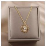 Gold Evil Eye Rhinestone Pendant Necklace