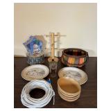 Lot of Decor: Plates, Basket, Decorative Boxes