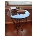 Glass Top Side Table & Contents