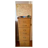 Wooden Filing Cabinet & Cork Board