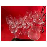 Lot of 12 Wine Glasses, Bottle Holder & More