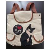 XL canvas backpack, I (heart) CATS, NEW