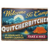 New, Welcome to camp quitcherbitchen metal sign