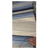 New blue stripe super soft wool blanket 67" x 51"